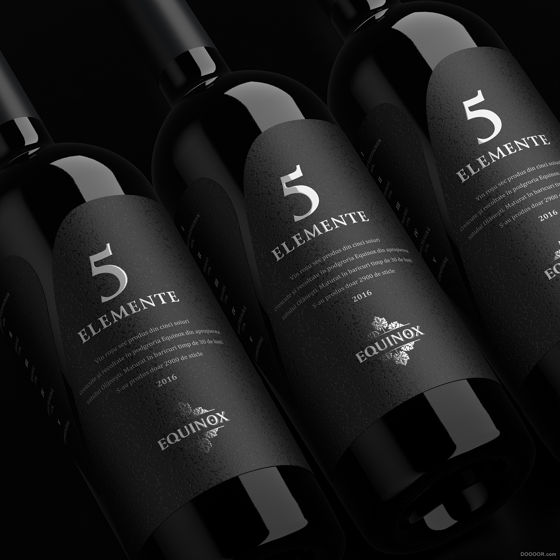 5 ELEMENTS世界一流摩尔多瓦优质陈酿葡萄酒中黑色洋酒包装设计-摩尔多瓦共和国SHUMI L.jpg