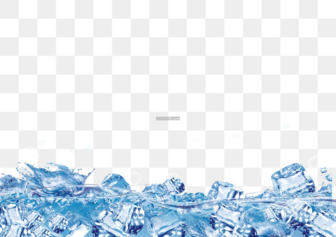 00856_许多蓝色透明的冰块漂浮在水面上免抠PNG素材.jpg