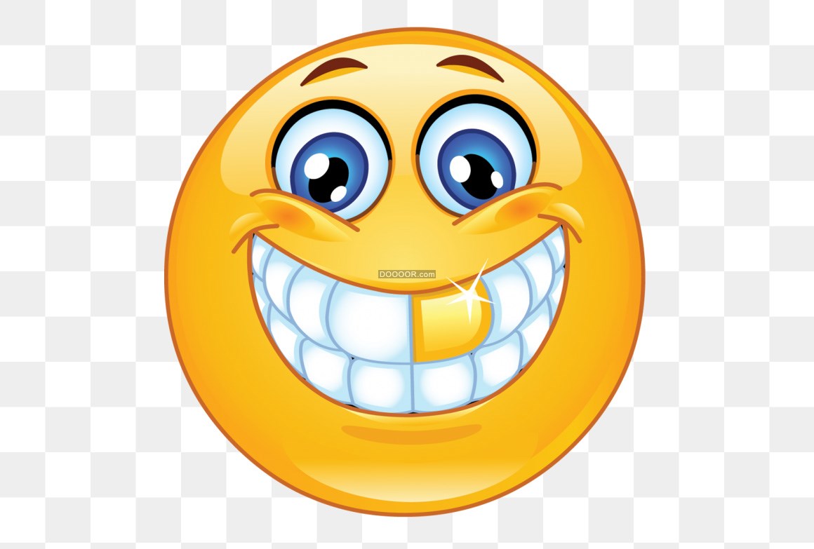 一个可爱的emoji图片微笑着露出一颗金牙免抠png素材