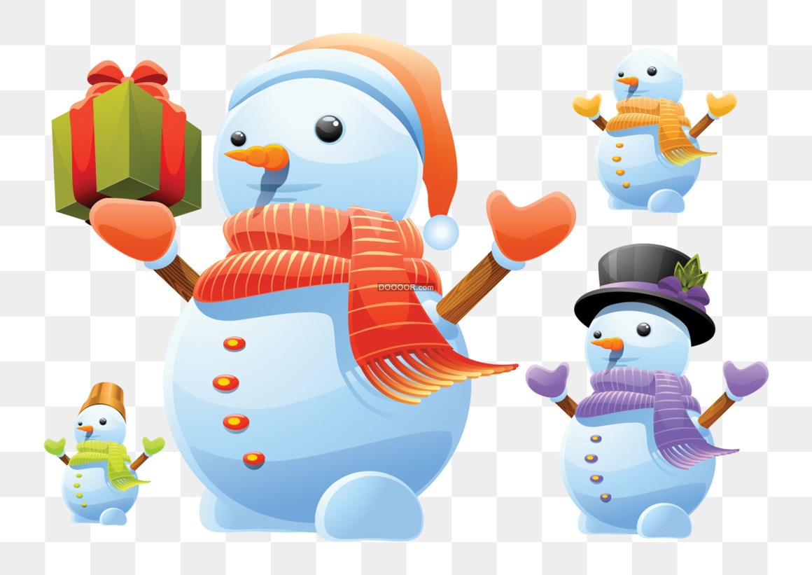 01176_几个卡通风格的雪人挥舞着双手免抠PNG素材.jpg