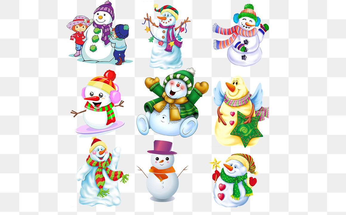 01177_许多形态各异的卡通雪人合集透明PNG素材.jpg