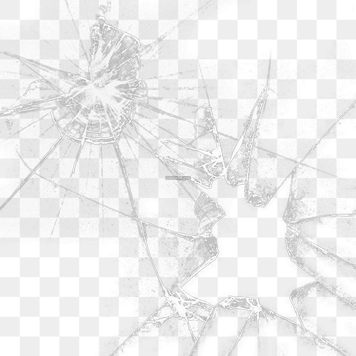 01253_玻璃打碎后上面留下一道道清晰的裂纹透明PNG素材.jpg