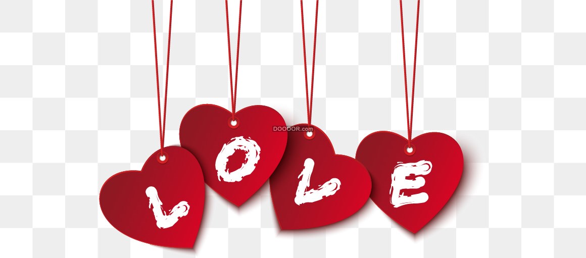 01315_红色的心形吊坠刻着LOVE的图案高清PNG素材.jpg