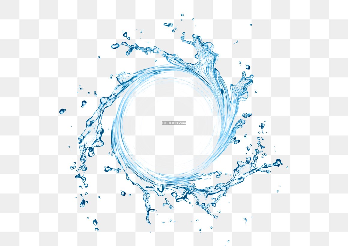 01399_淡蓝色的水流形成一个圆环水滴向四周飞溅透明PNG素材.jpg