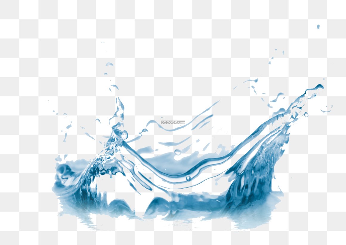 清澈透明的水流扩散向整个空间高清PNG素材