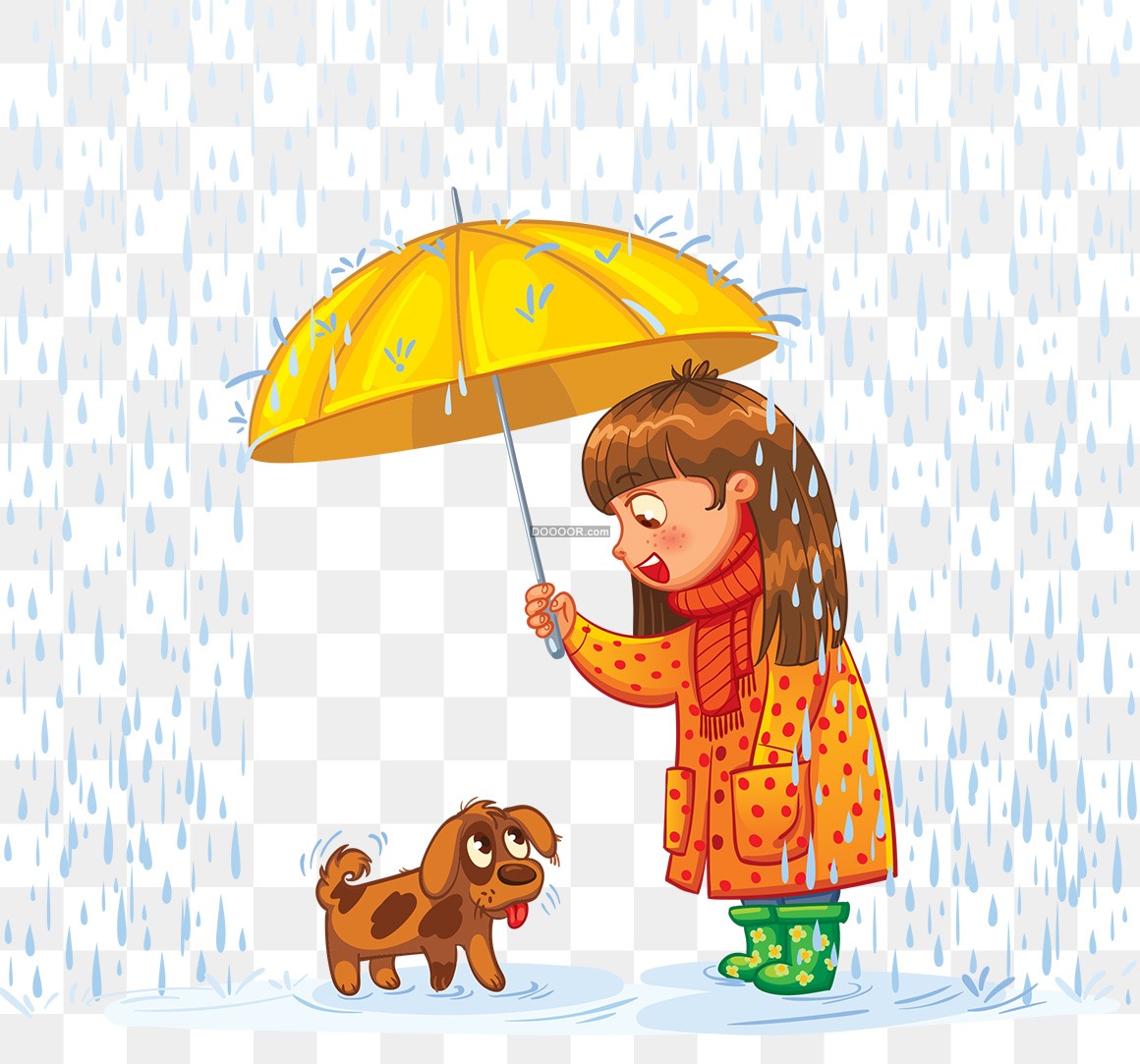 01654_卡通风格设计一个小女孩为一只小狗打着雨伞免抠PNG素材.jpg
