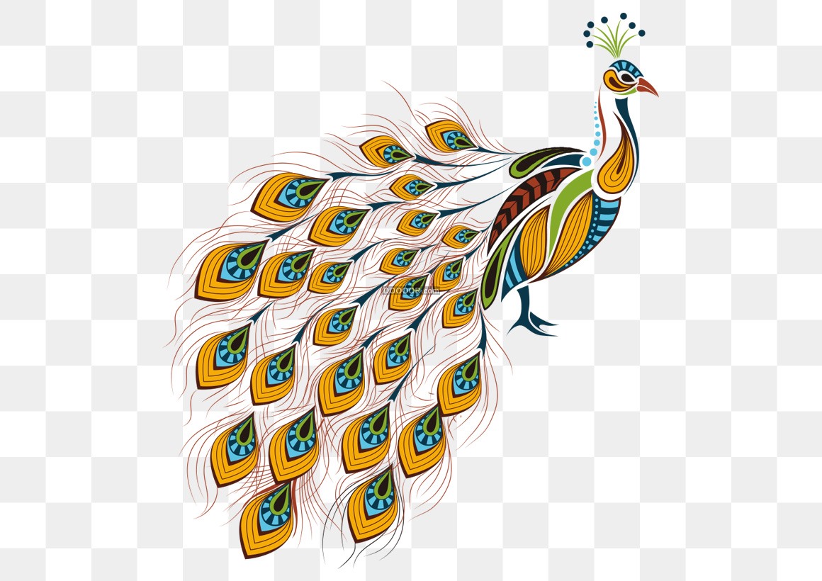 01656_中国风水彩画孔雀图案高清PNG素材.jpg