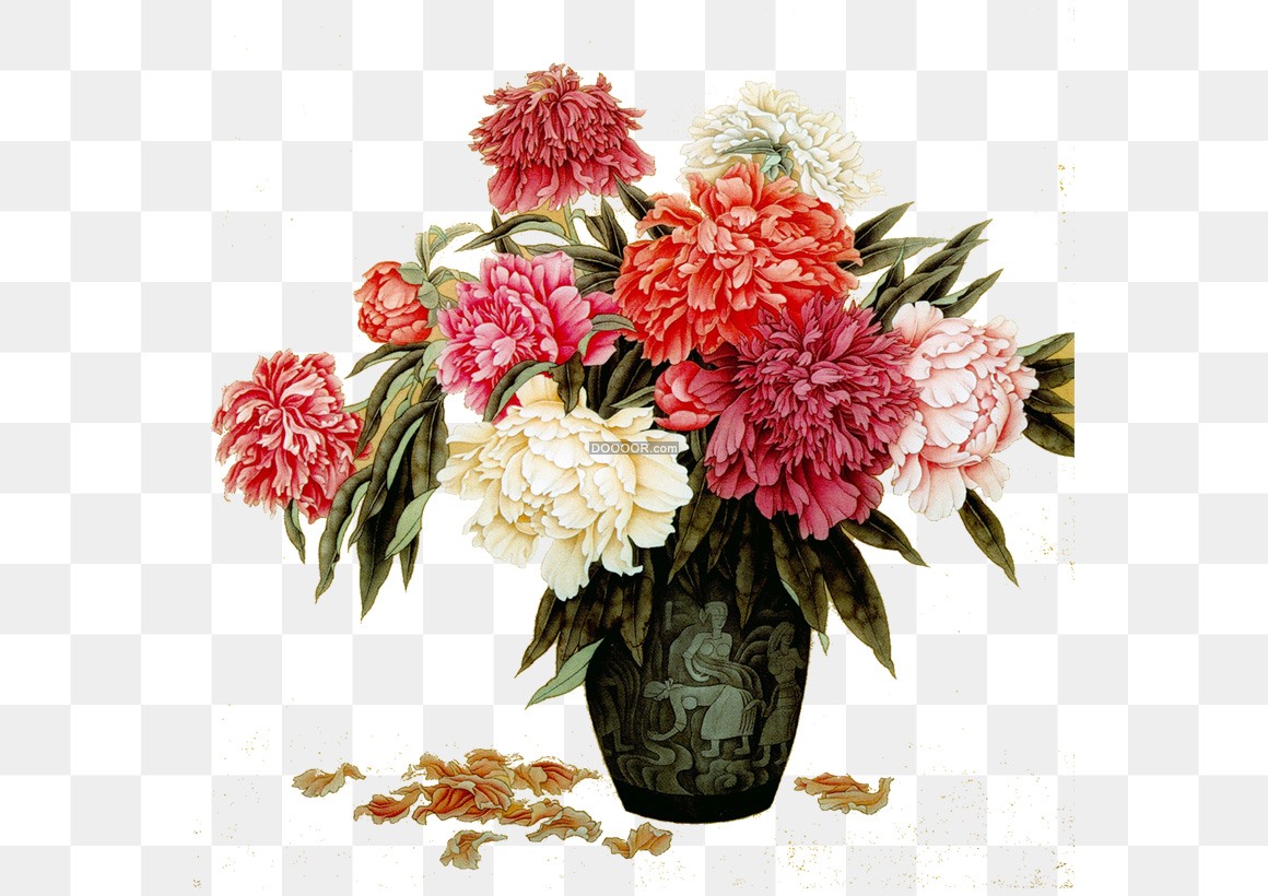01695_花瓶中盛开的花朵油画艺术作品高清PNG素材.jpg
