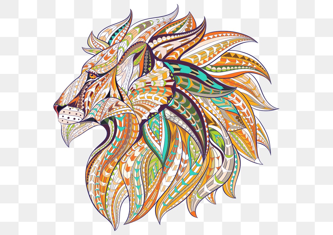 01900_威武的雄狮头像logo水彩画作品高清PNG素材.jpg