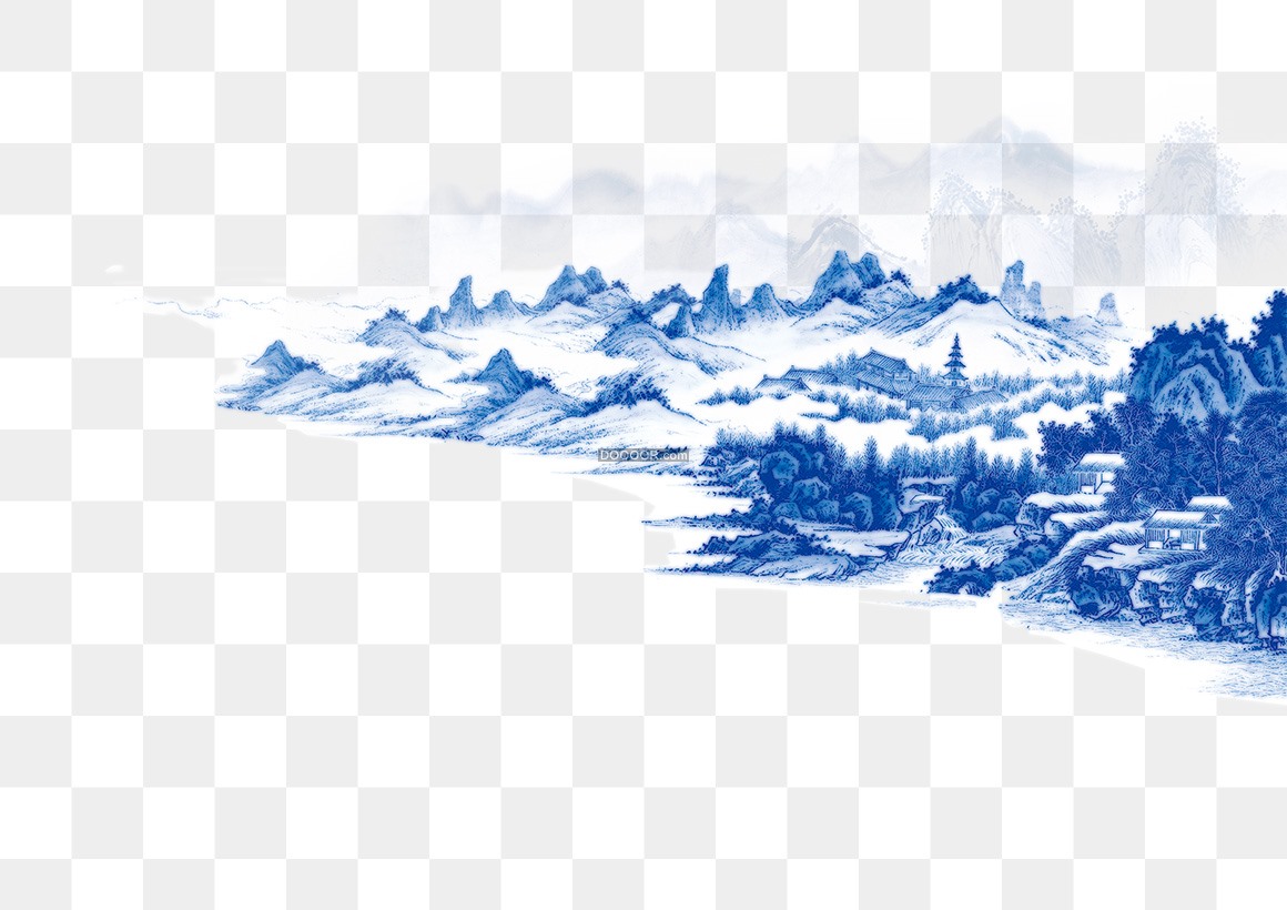02032_中国风水墨画绵延起伏的山林透明PNG素材.jpg