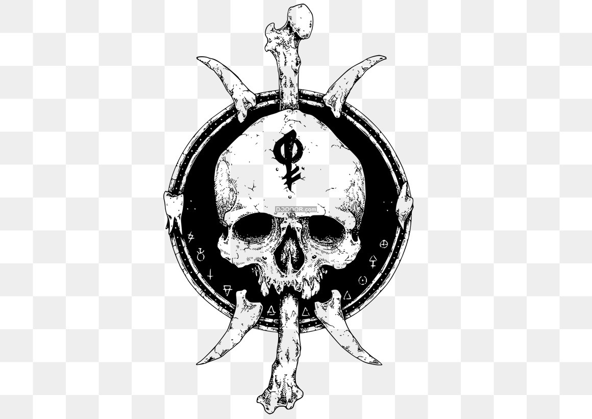 一个恐怖的骷髅头骨徽章设计免抠PNG素材