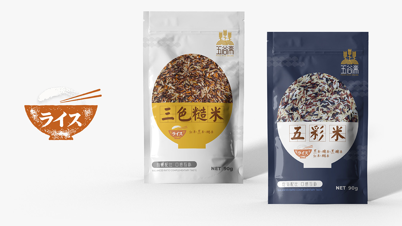 五谷斋农产品米包装设计|摩尼视觉原创