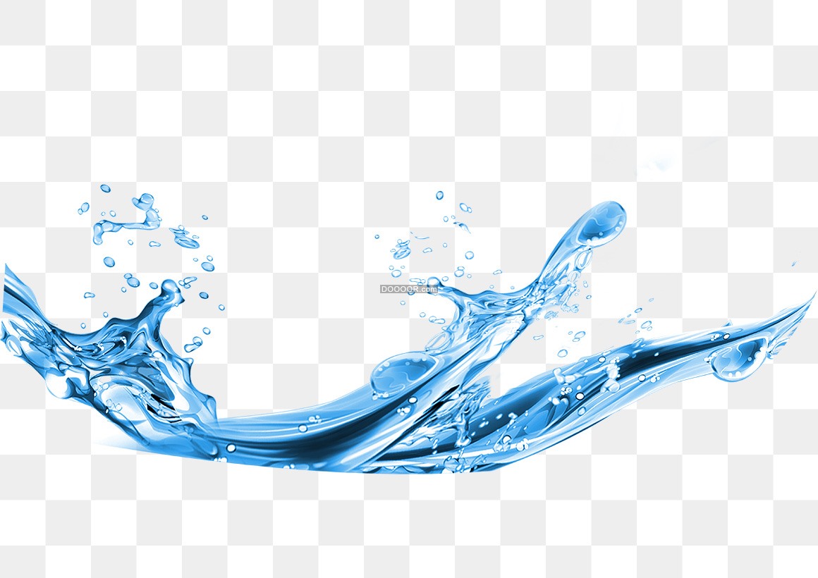 淡蓝色清澈的水流波光粼粼透明PNG素材