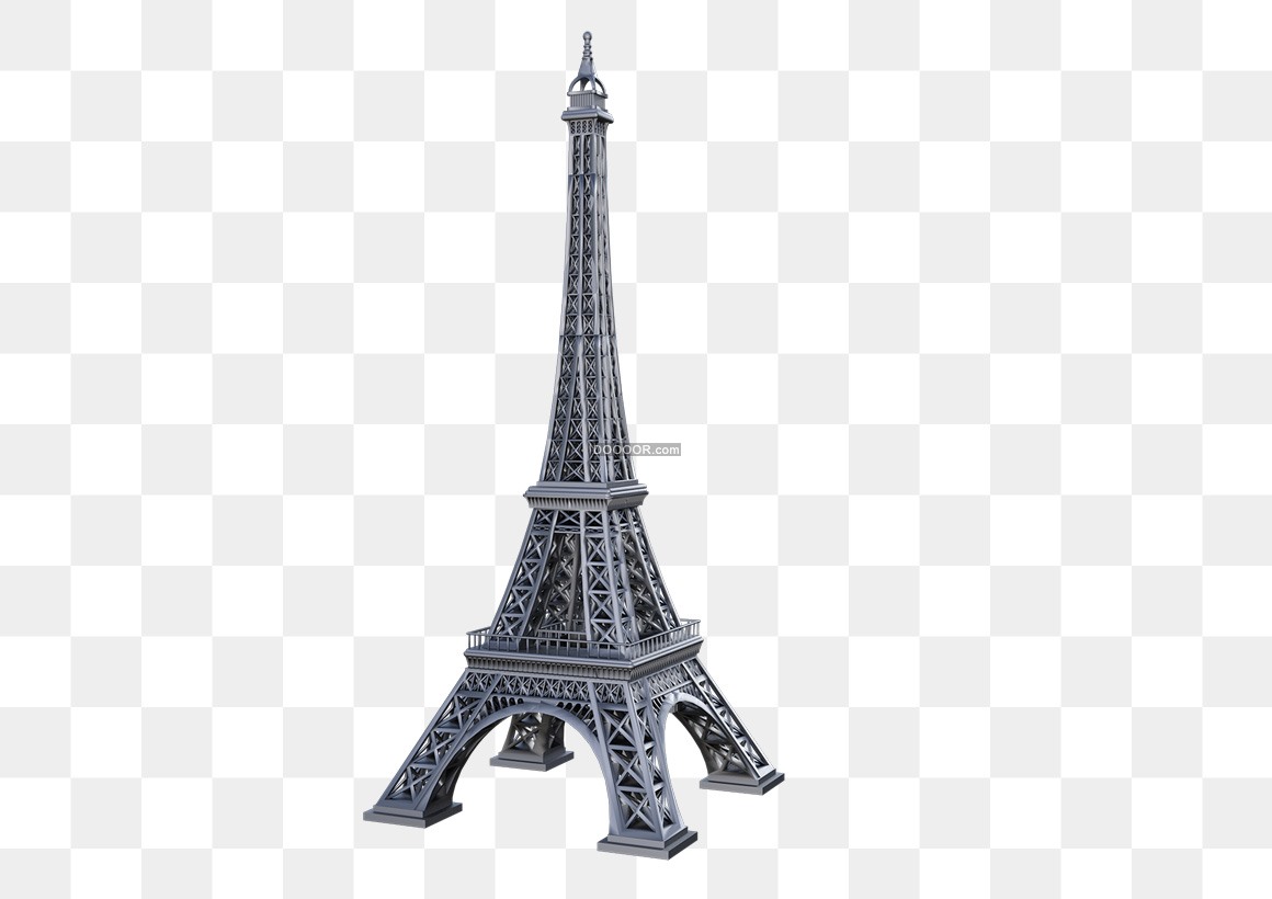 银黑色的埃菲尔铁塔建筑模型免抠png素材