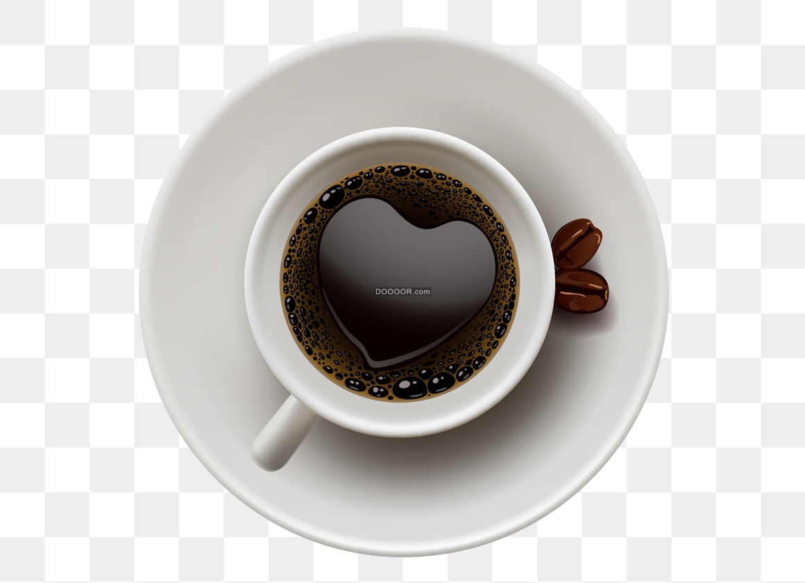 褐色的咖啡豆拼接形成冲泡咖啡的画面免抠PNG素材