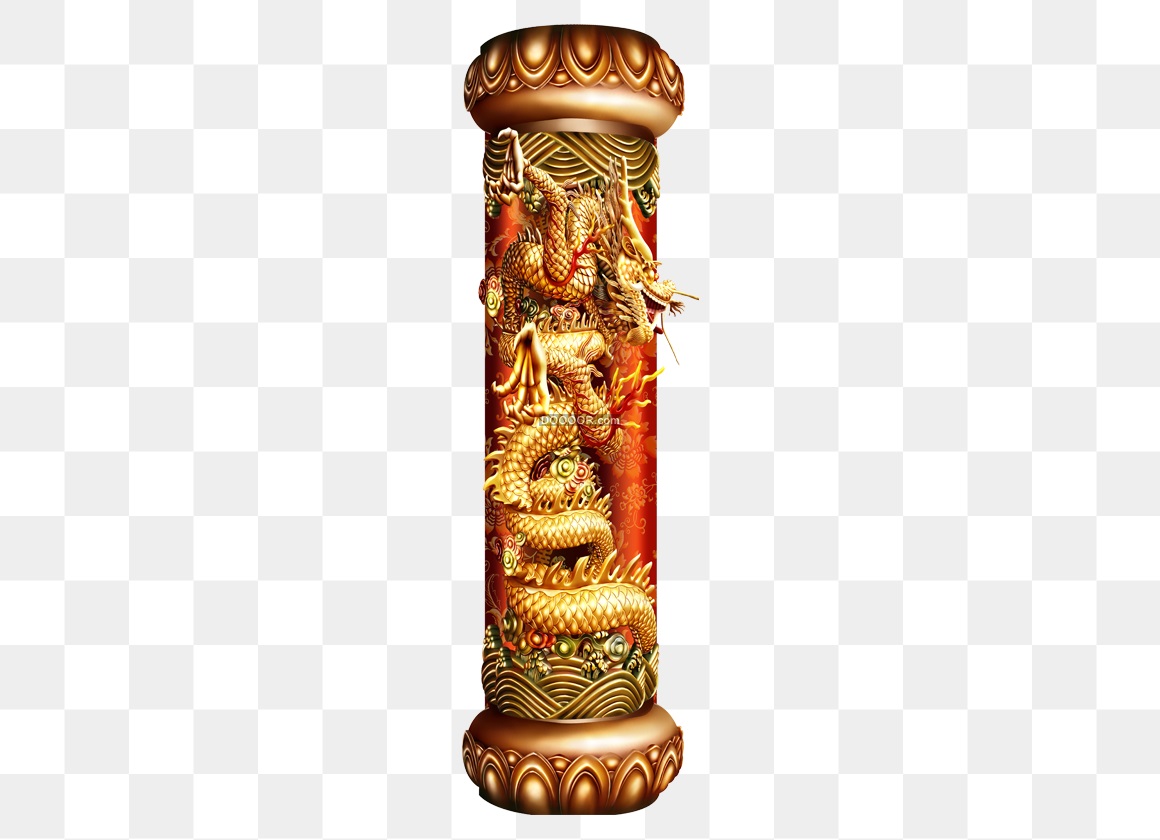 02425_中国风金色的石柱上面雕刻着龙凤呈祥免抠PNG素材.jpg