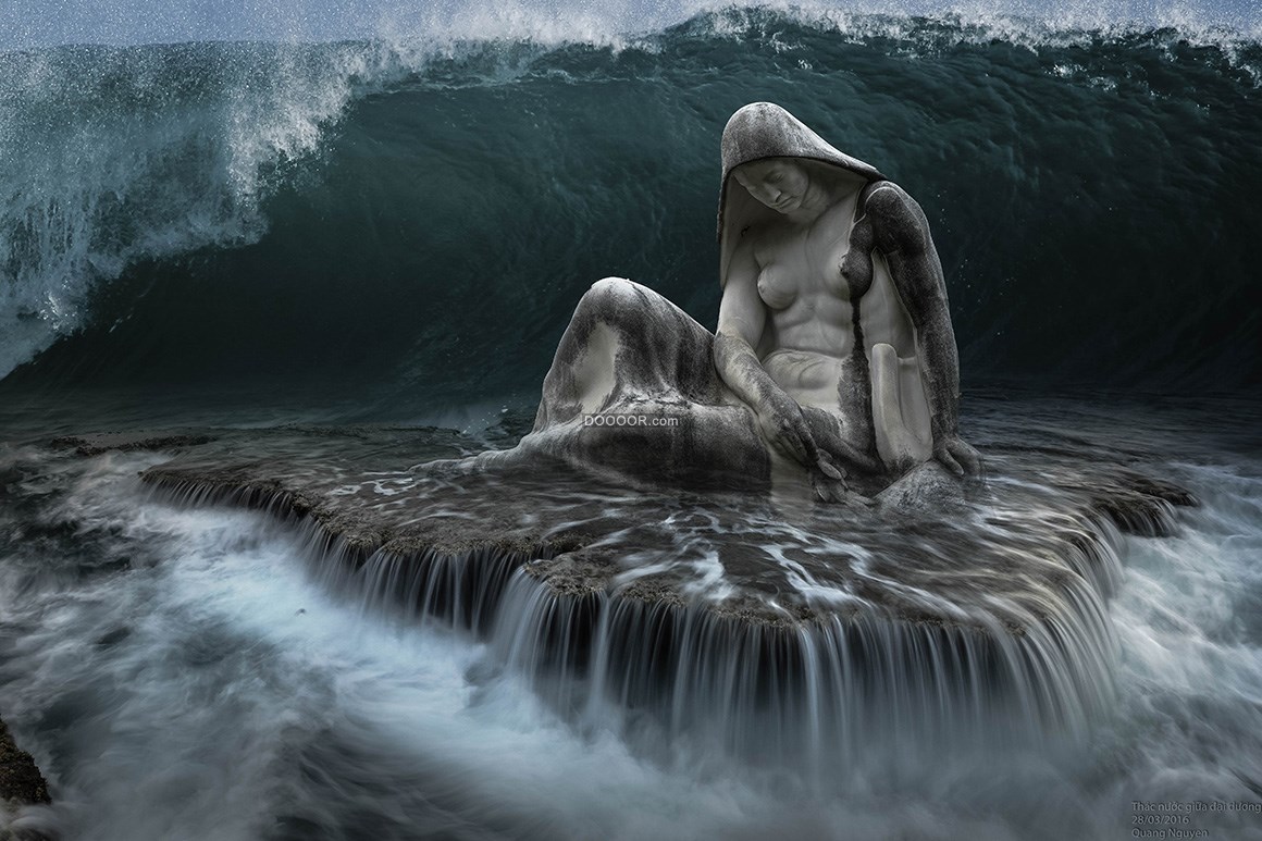 05658_幻想世界一个美人鱼雕像矗立在海面上背景花纹素材设计.jpg