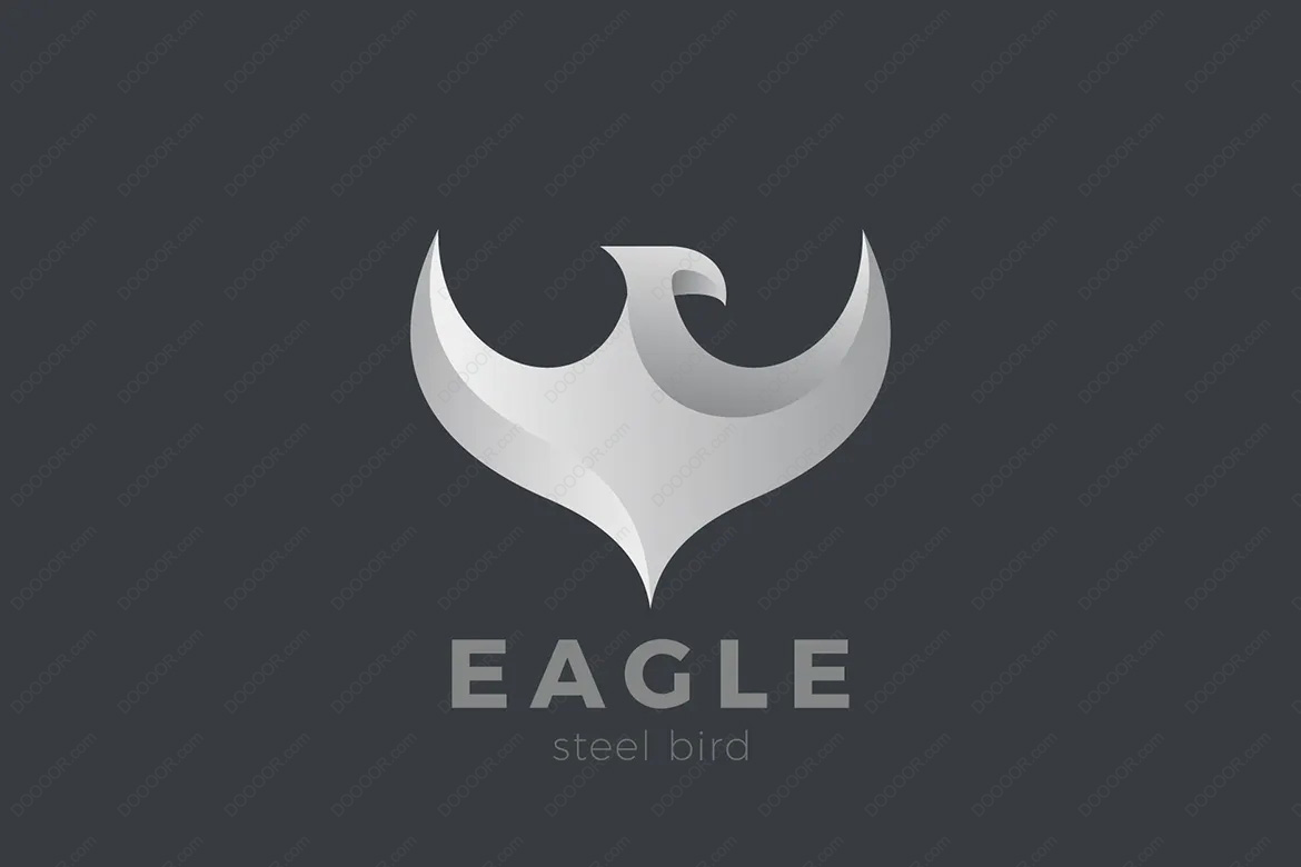 00108_灰色简洁钢铁鸟老鹰动物LOGO模板矢量AI&amp;EPS素材.jpg