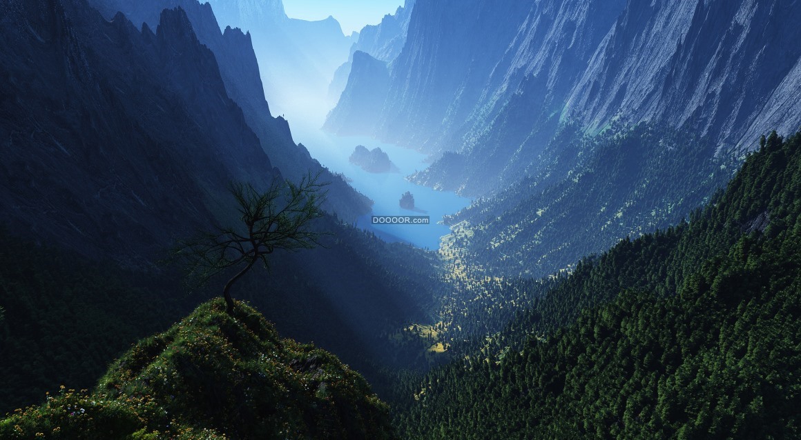 06822_清晨峡谷之间笼罩着薄薄的轻烟层峦叠嶂陡峭险峻.jpg