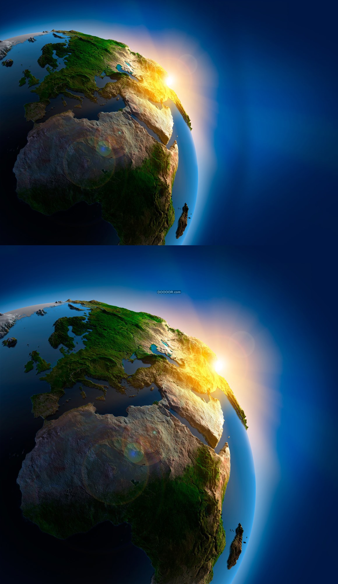 07613_三维立体地球太阳升起蓝色海洋绿色森林褐色的陆地.jpg