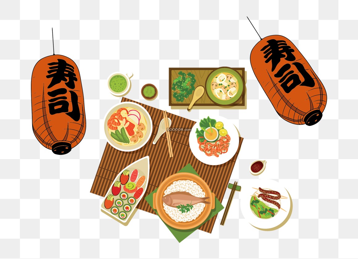 03474_日本美食文化寿司卡通风格产品展示鱼面寿司营养健康免抠PNG素材.jpg.jpg