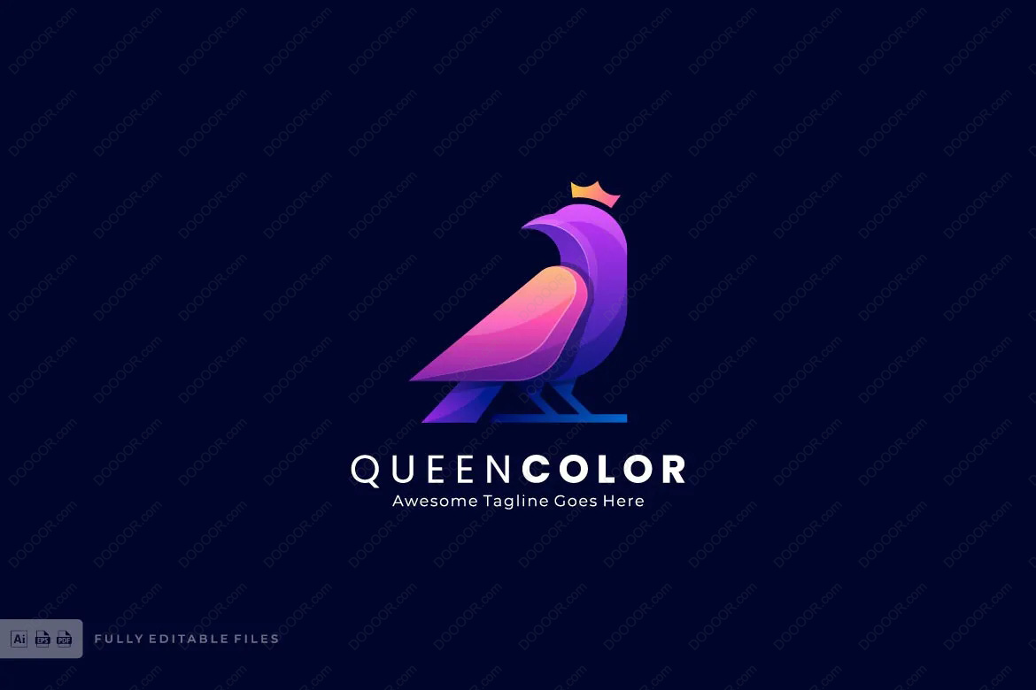 00303_多彩的鸟儿国王极好的商标动物LOGO模板矢量AI&amp;EPS素材.jpg