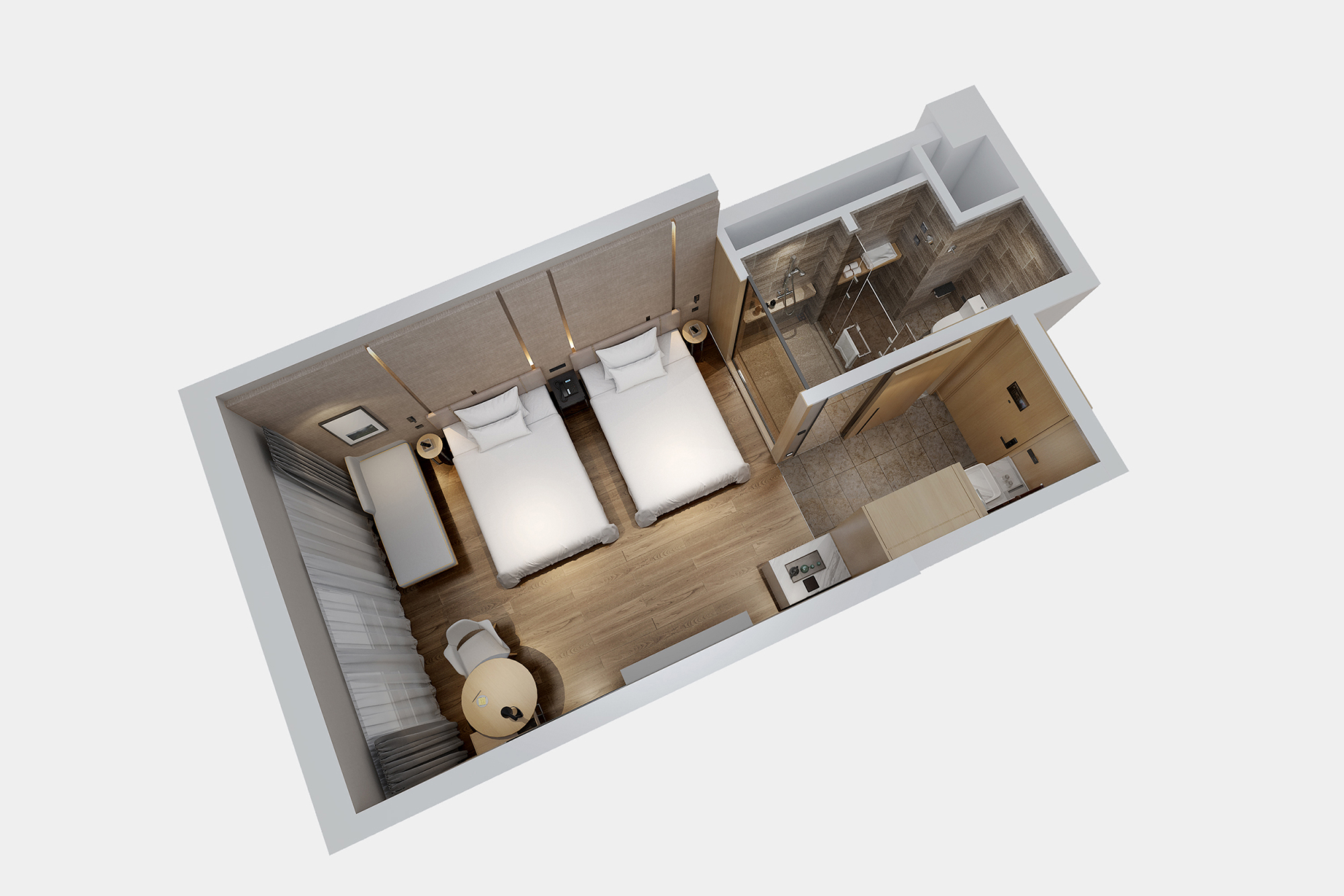 廊坊亚朵酒店双床房立面