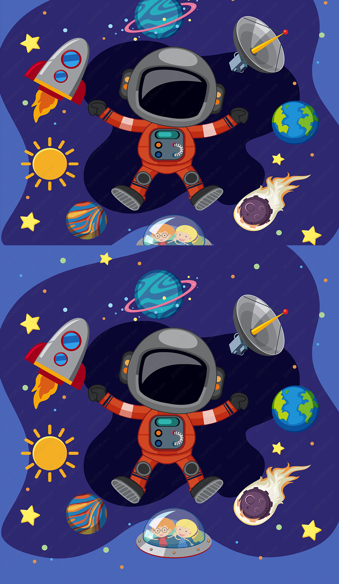 00064_太空中的宇航员和太空飞船地球太阳宇宙星体探索世界的奥秘矢量素材.jpg.jpg