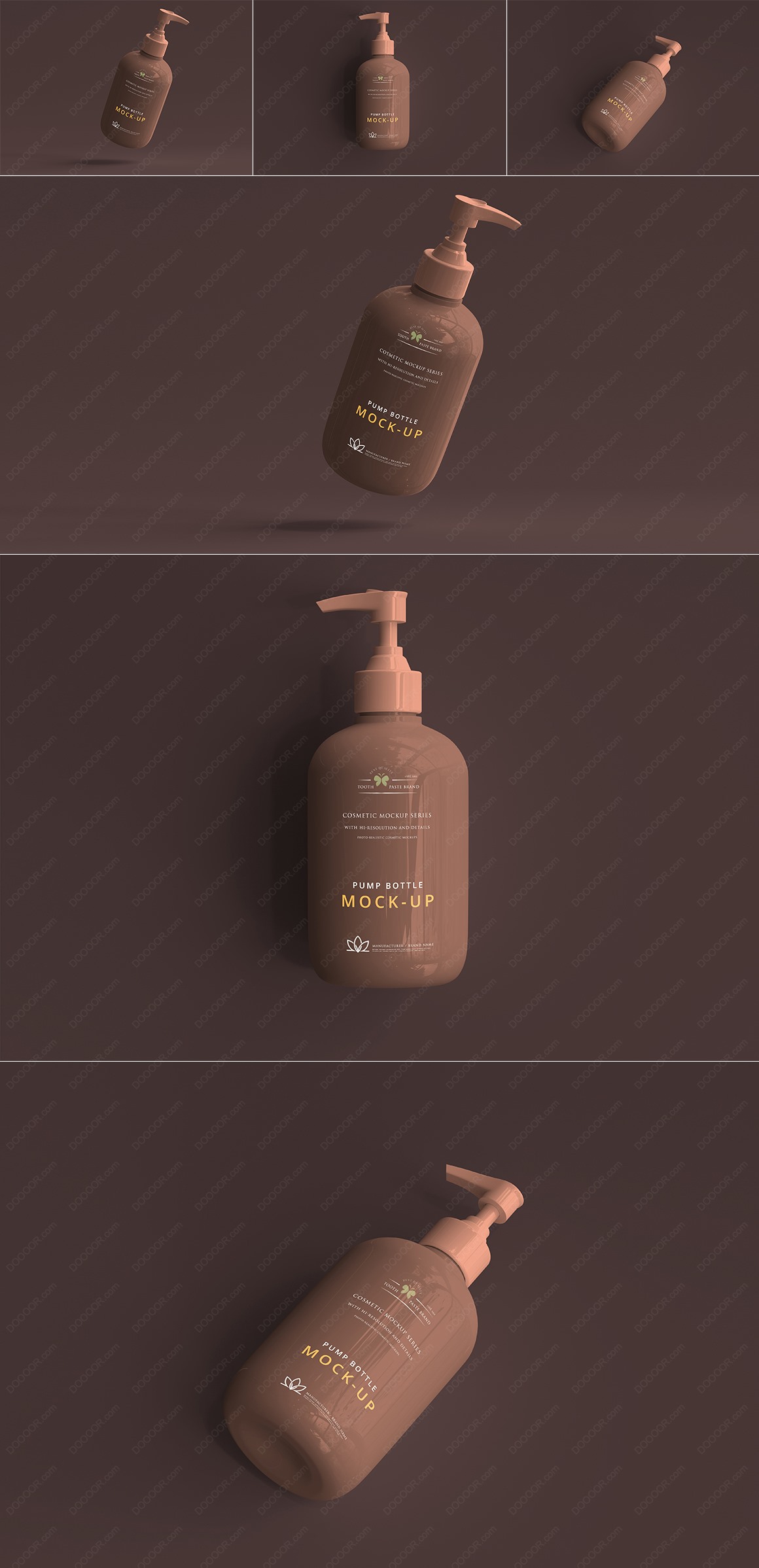褐色洗发水包装瓶样机设计模板宣传3角展示PSD素材.jpg