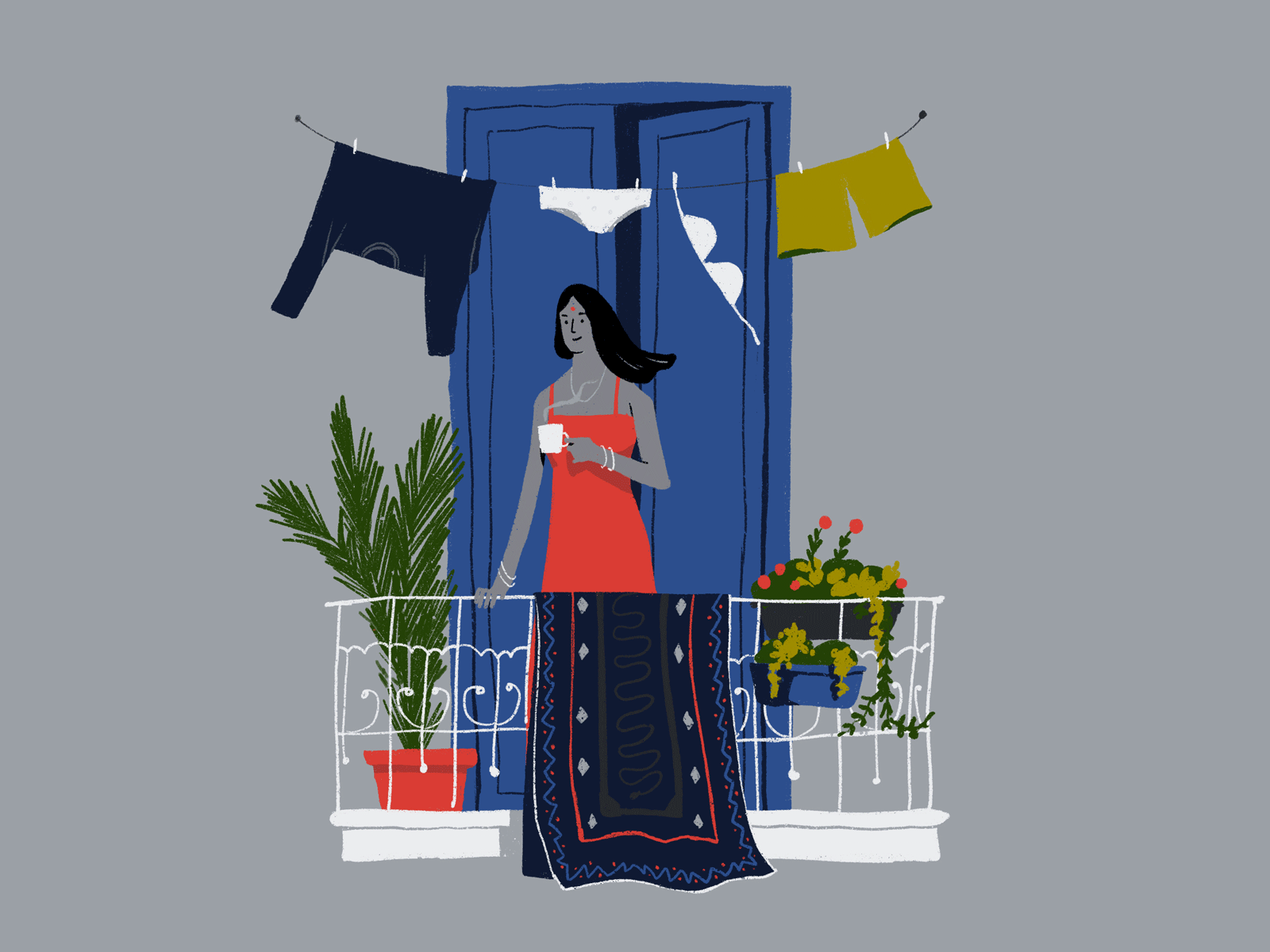 咖啡花插画禁闭养生植物萨吉德待在家里-17.gif