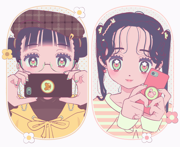 动画动画角色可爱时尚女孩插画Kawaii粉红色-05.gif