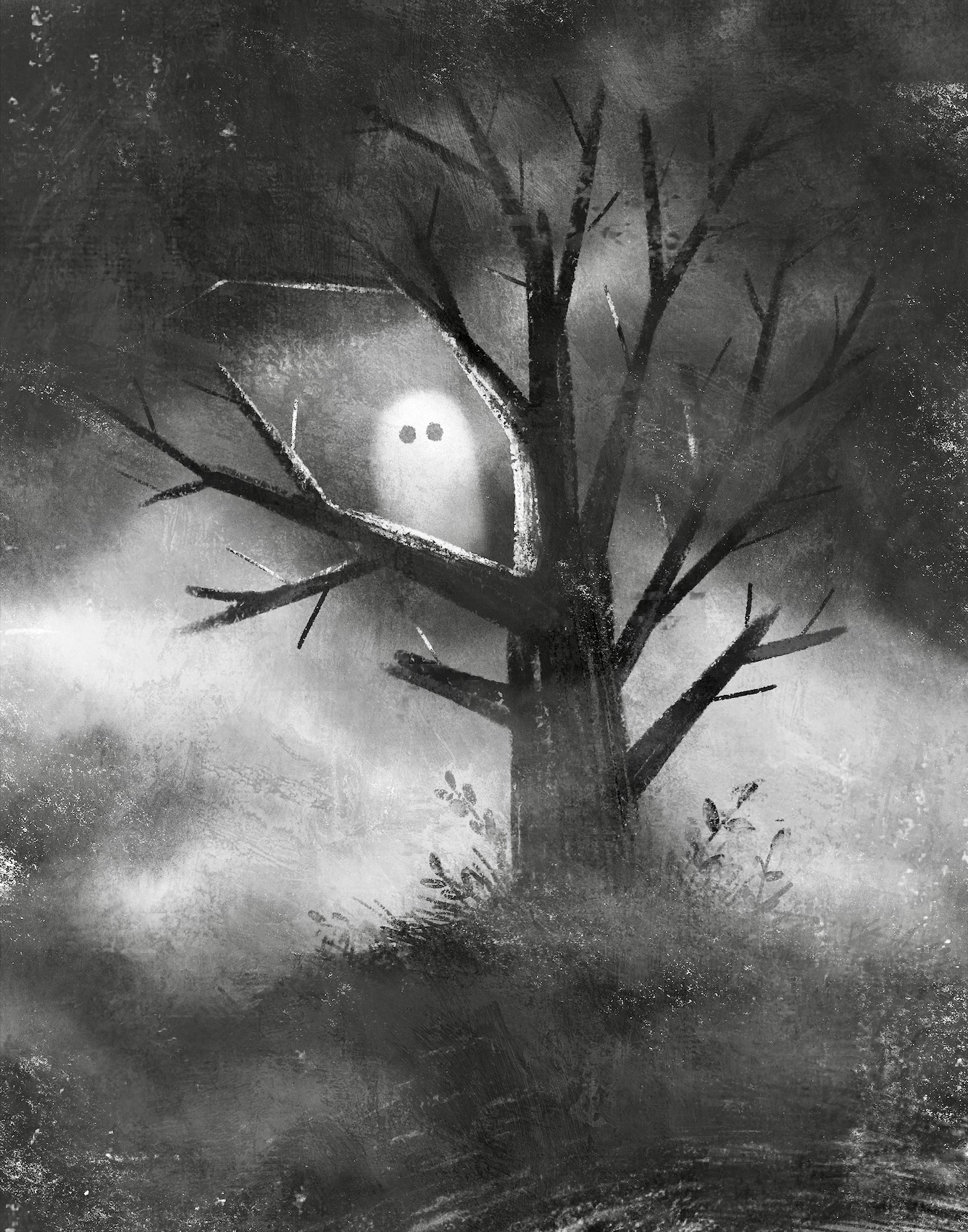 物黑白猫可爱的黑画鬼万圣节插画-09.jpg