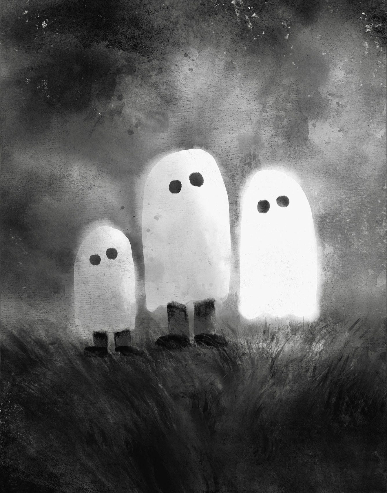 物黑白猫可爱的黑画鬼万圣节插画-11.jpg