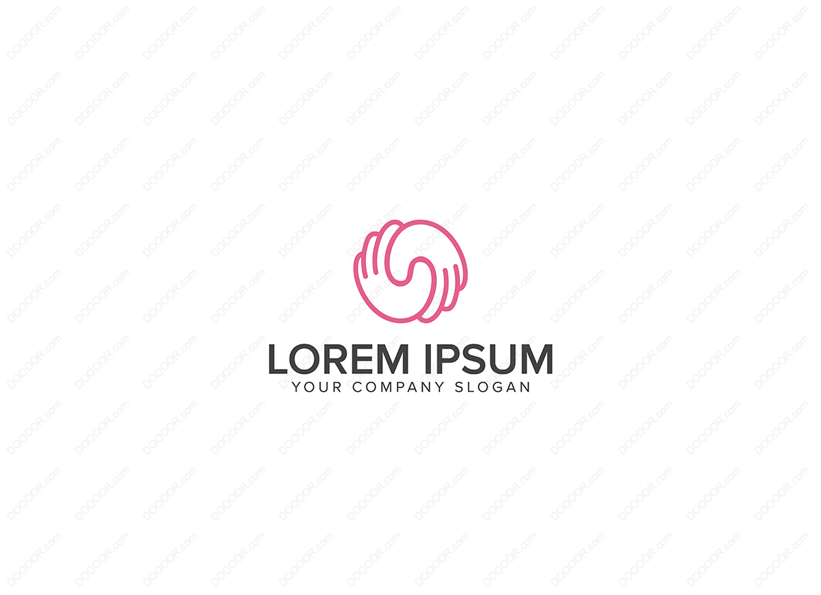 00925_手粉红色的圆形矢量标志全球交流乐于助人LOGO设计.jpg