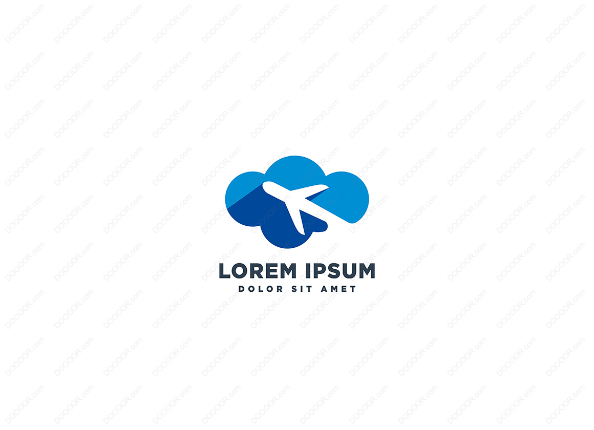 01009_船舶飞机旅行简单徽标LOGO模板矢量图蓝色的云朵.jpg