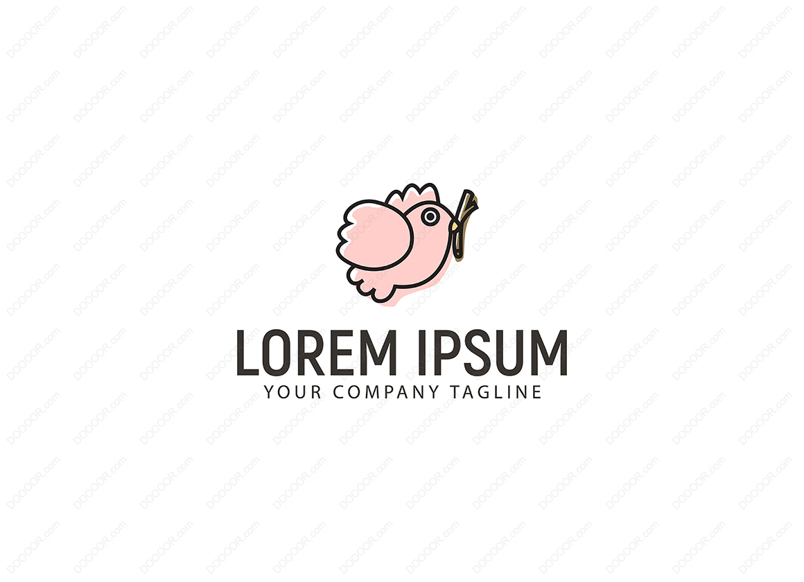 01096_鸟LOGO模板手绘徽标设计概念模板简笔画鸟儿衔着树枝.jpg