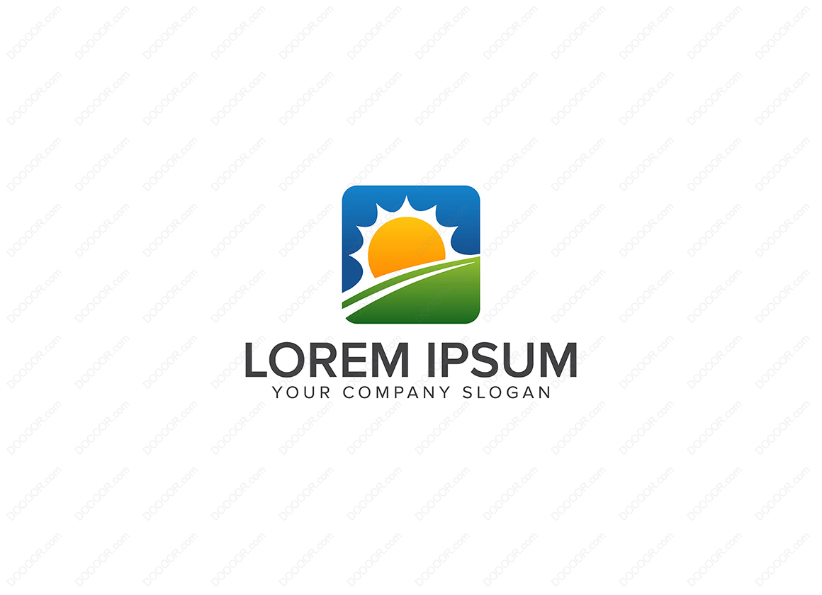01019_太阳自然景观徽标LOGO设计概念模板阳光蓝天和草地-DOOOOR.com.jpg