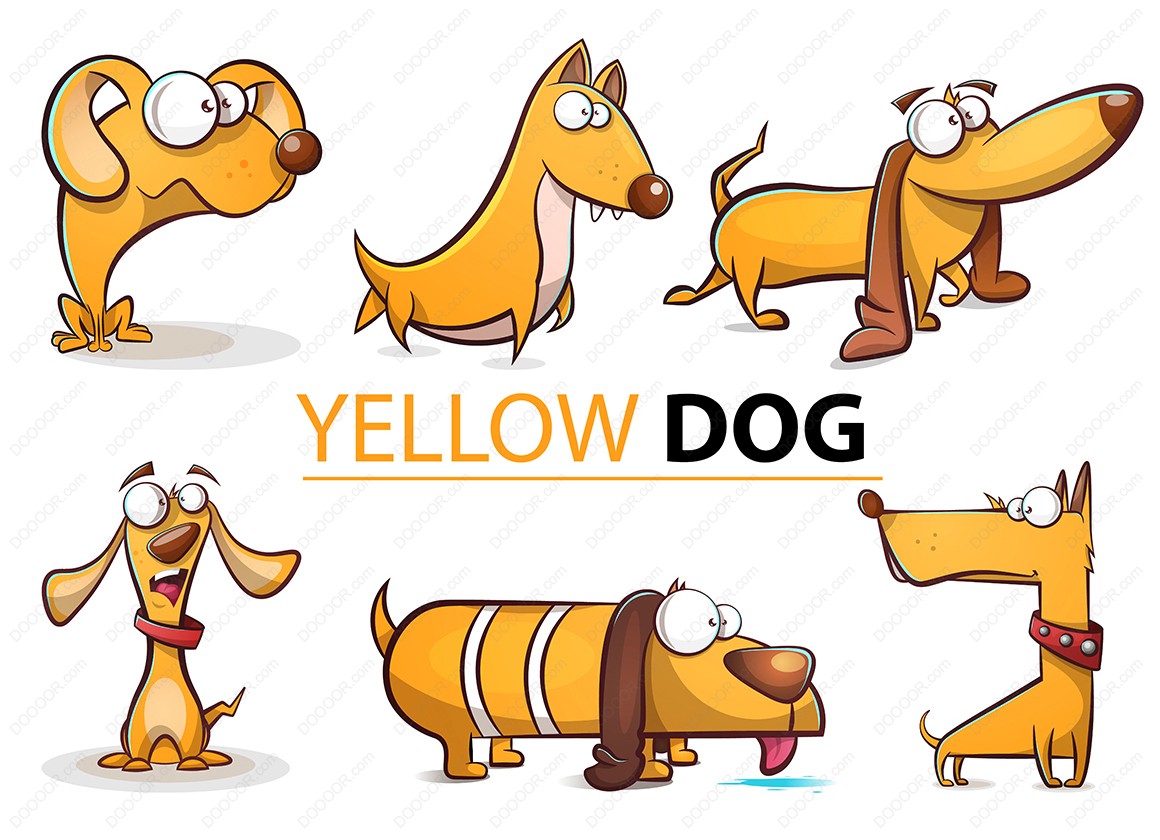 02002_设置黄狗卡通插图形态各异不同行为合集矢量素材.jpg