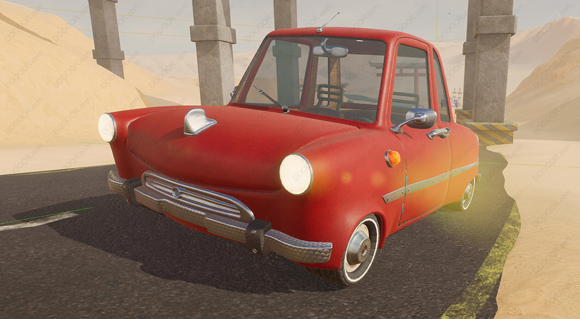 可爱的红色卡通小汽车3D模型素材[FBX&amp;OBJ格式].jpg