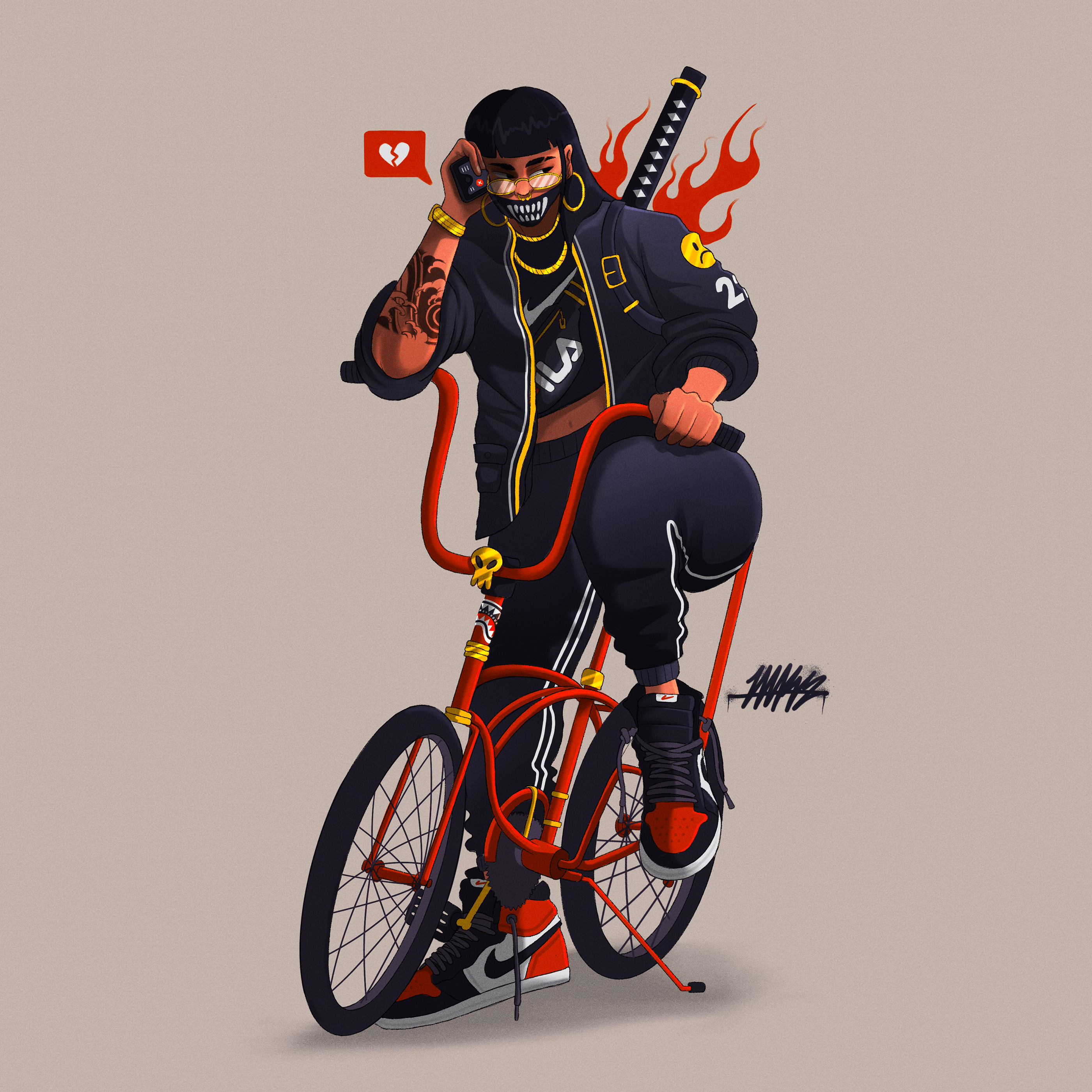 艺术作品人物设计数码艺术超大型插画耐克仿制素描运动鞋街头服装-04.png