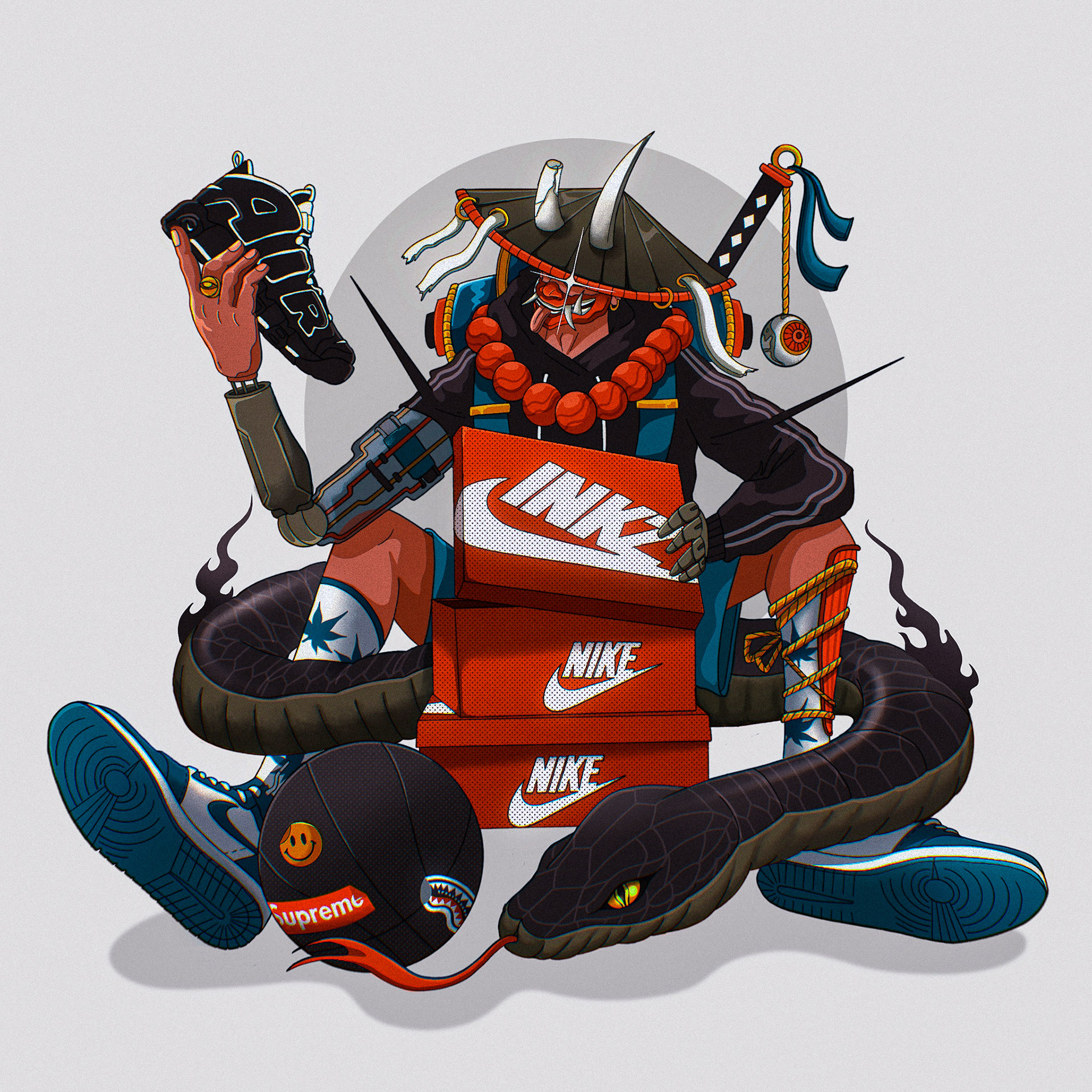 艺术作品人物设计数码艺术超大型插画耐克仿制素描运动鞋街头服装-05.jpg