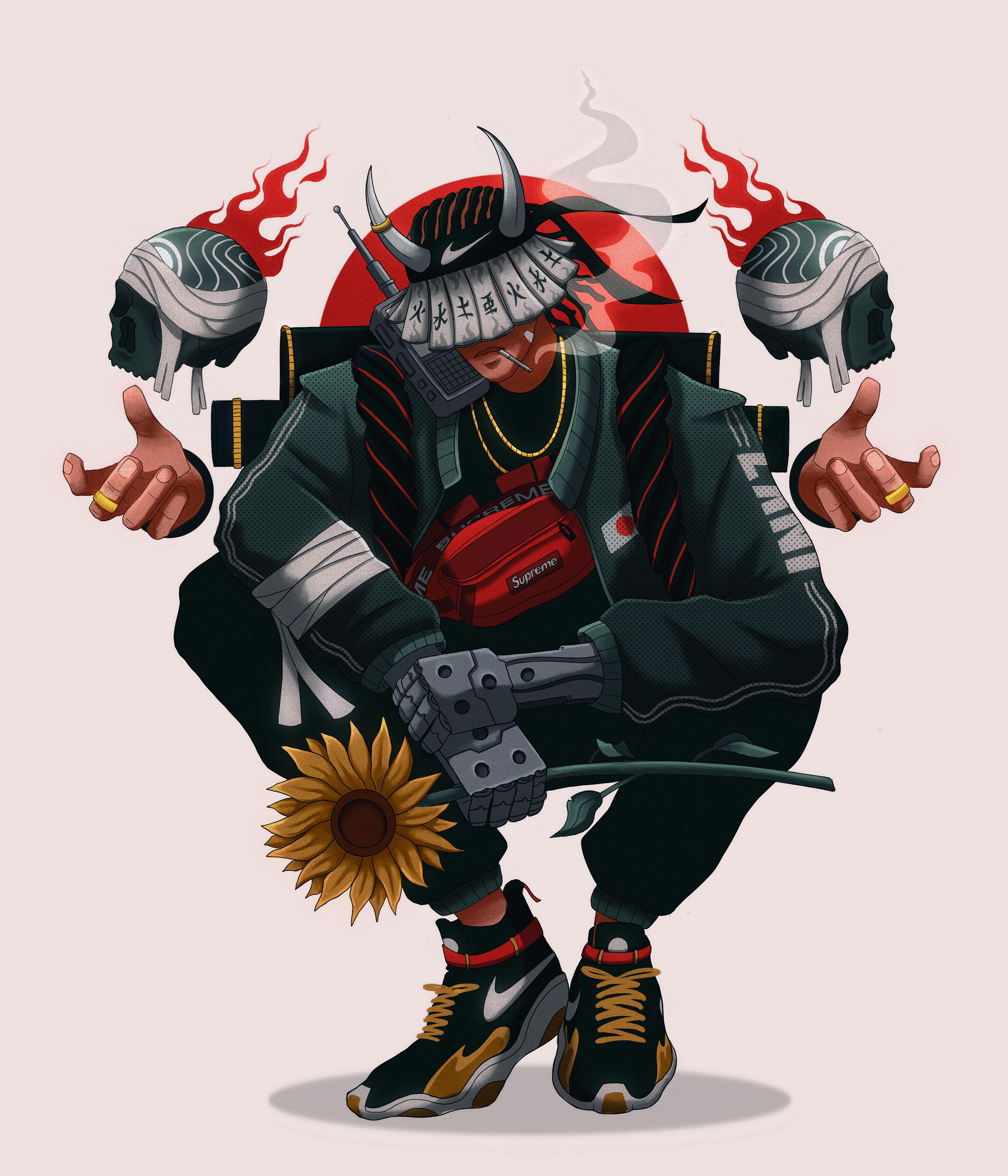 艺术作品人物设计数码艺术超大型插画耐克仿制素描运动鞋街头服装-06.jpg