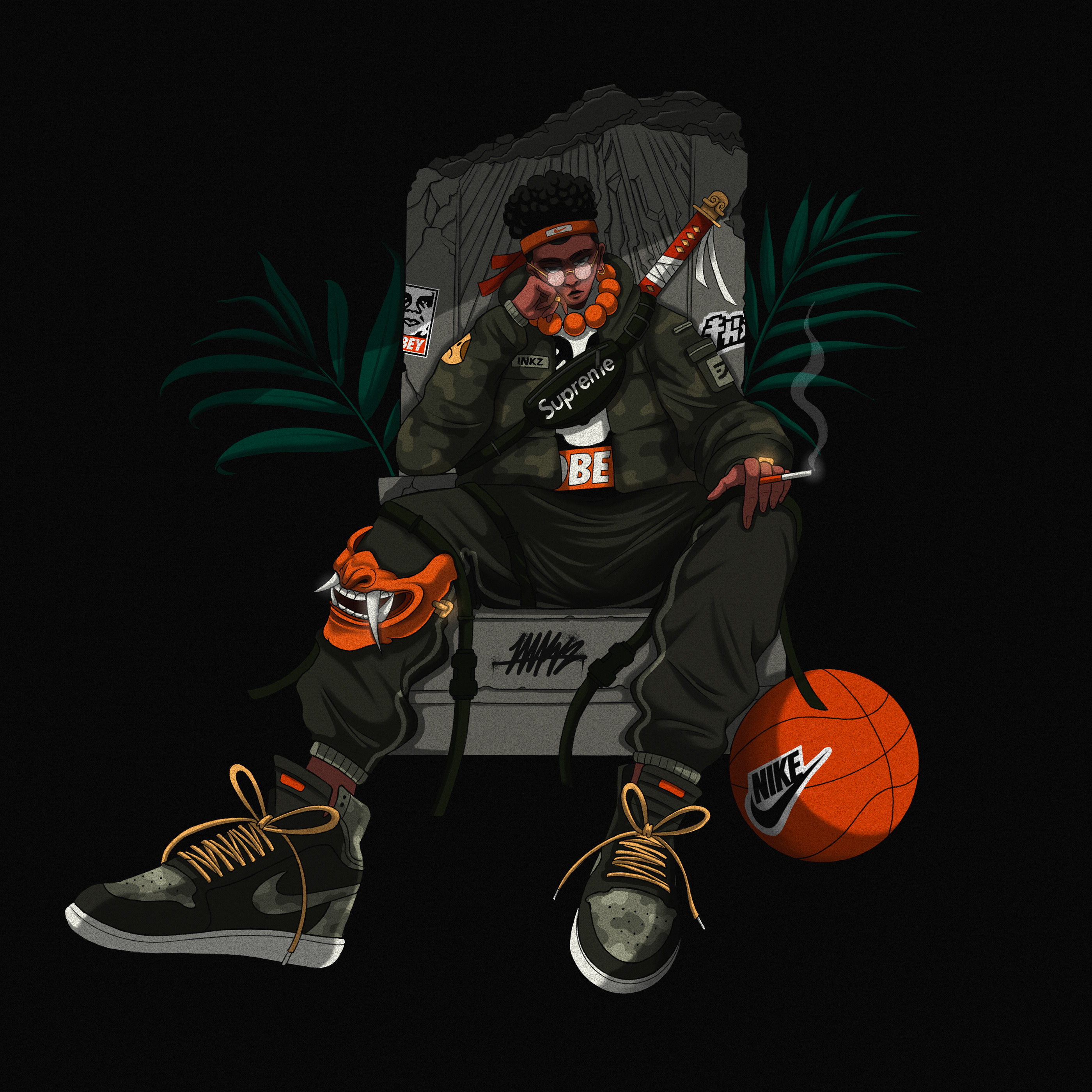 艺术作品人物设计数码艺术超大型插画耐克仿制素描运动鞋街头服装-11.jpg