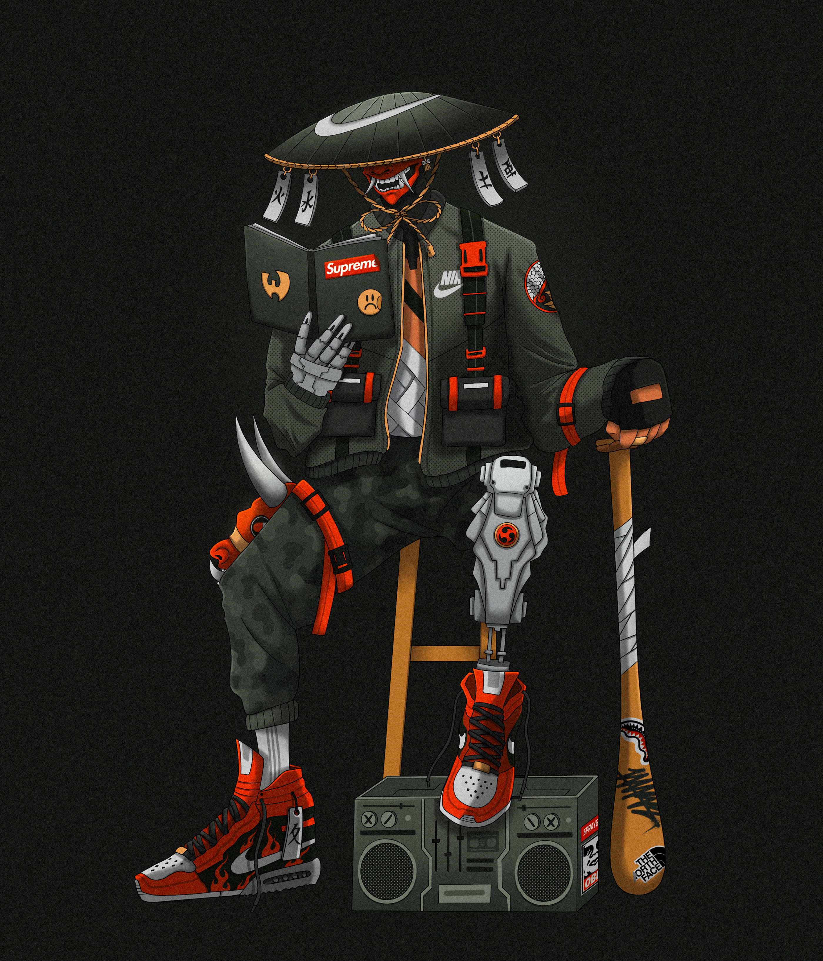 艺术作品人物设计数码艺术超大型插画耐克仿制素描运动鞋街头服装-14.png
