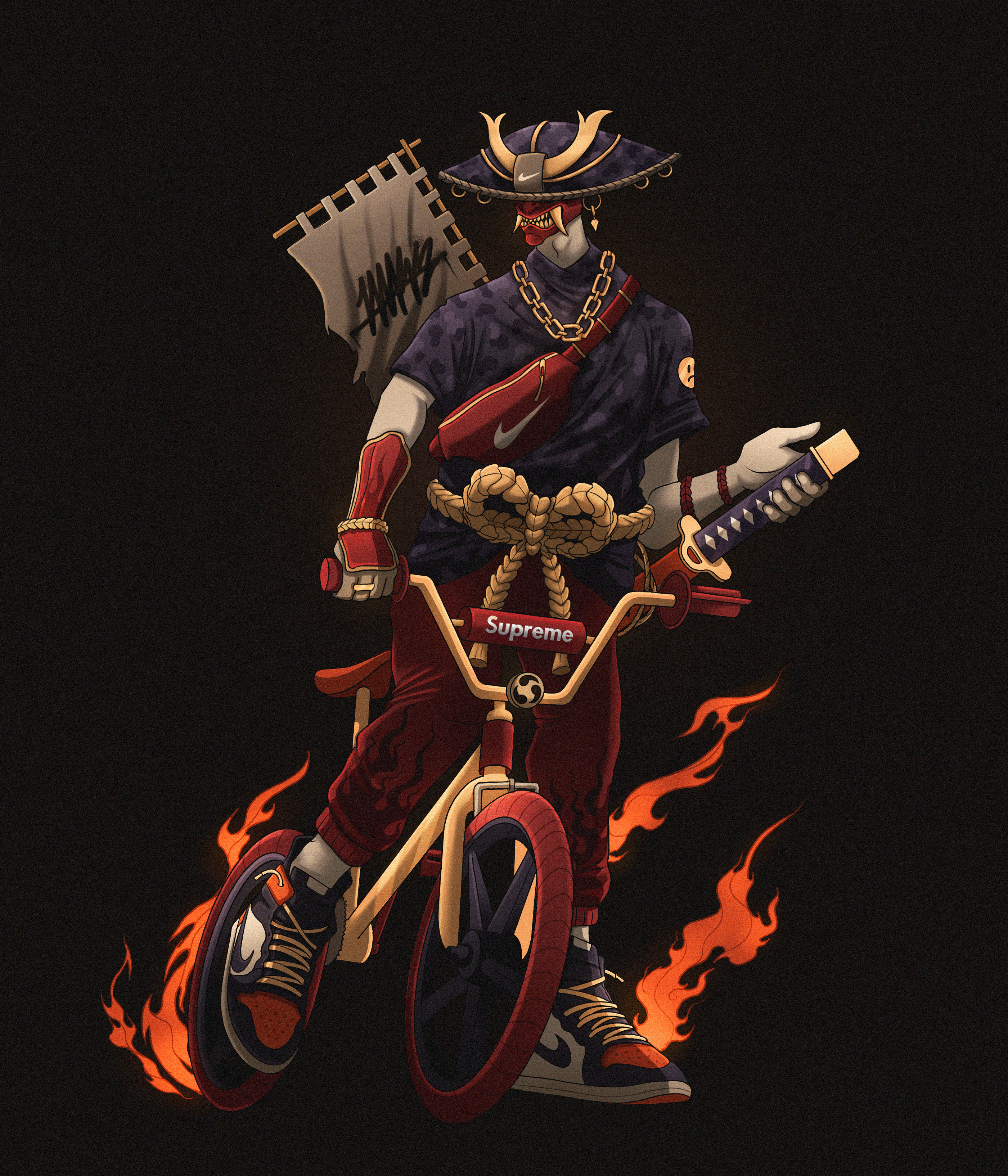 艺术作品人物设计数码艺术超大型插画耐克仿制素描运动鞋街头服装-15.png