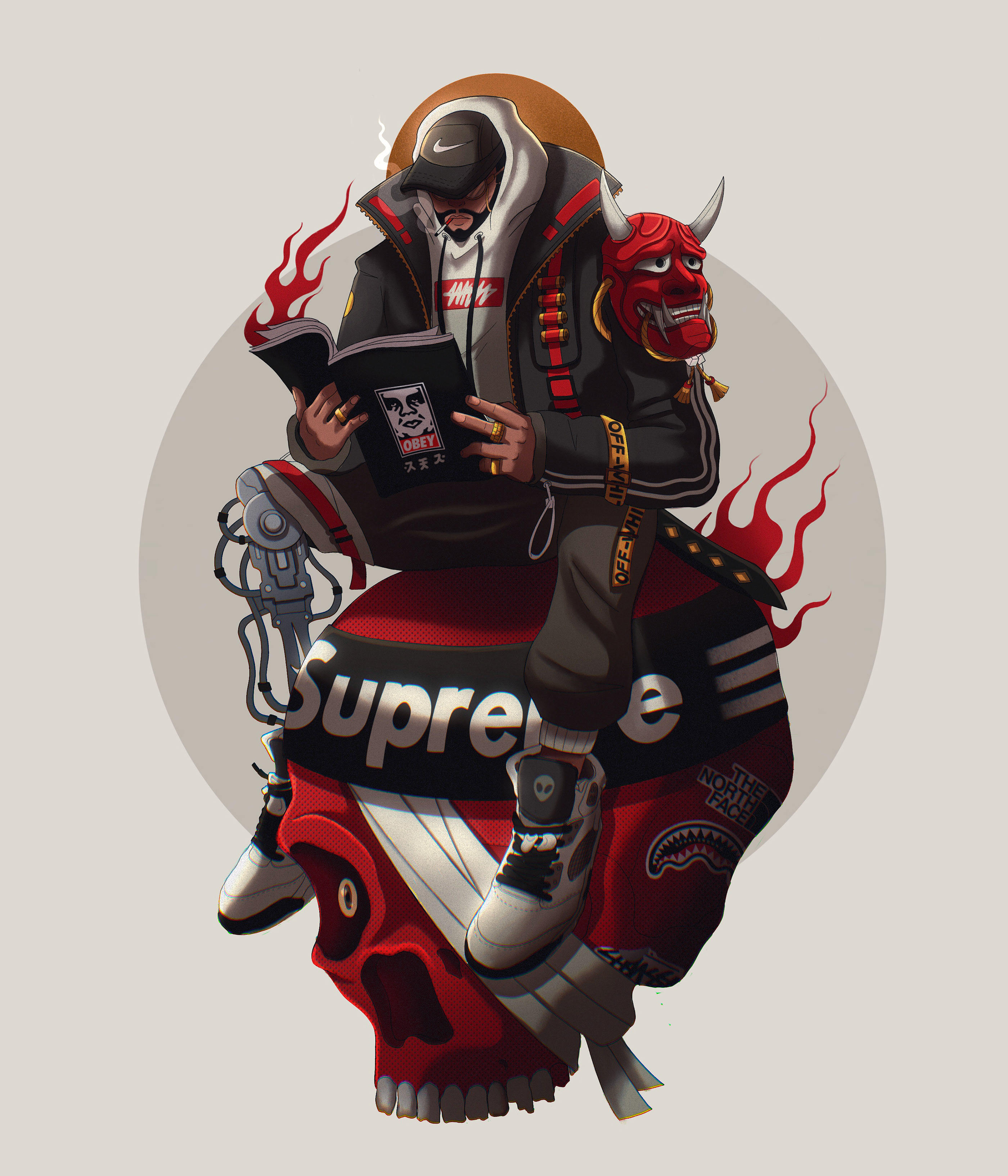 艺术作品人物设计数码艺术超大型插画耐克仿制素描运动鞋街头服装-02.jpg