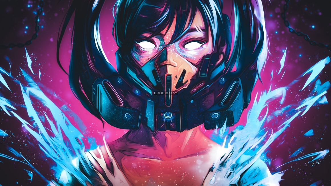 BZ_00226_女性面具丰富多彩的白眼睛原创角色高清壁纸防毒面具.jpg