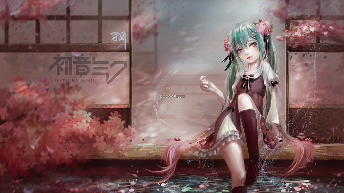 BZ_00326_日本动画片动漫女孩初音未来梦幻背景粉色樱花.jpg