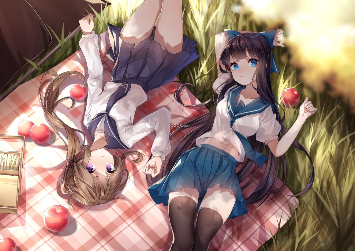 BZ_00363_日本动画片动漫女孩数字艺术高清壁纸动漫女孩吃东西野餐.jpg