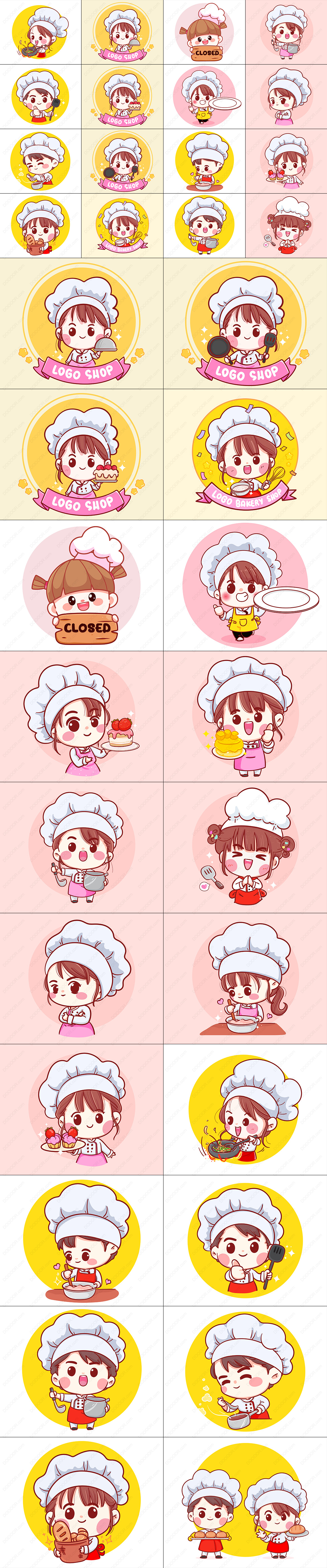 20款餐饮卡通形象男孩女孩小厨师插画矢量EPS&amp;超清JPG素材.jpg